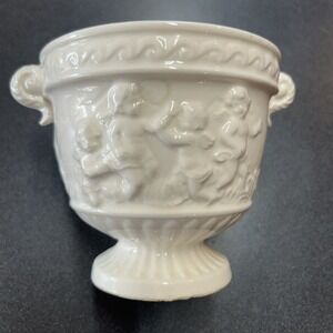 Vintage Japan Made Greek Stype Planter Pedestal Floral Pot Vase With Music Scene
